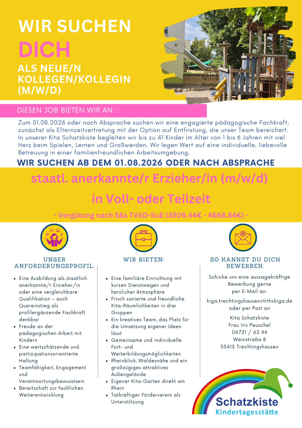 Stellenanzeige Kita Schatzkiste Trechtingshausen